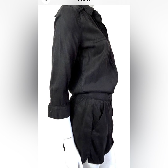 Etienne Marcel Shirt Dress Collared Button Sleeve Pockets Black Size XS - Picture 9 of 10